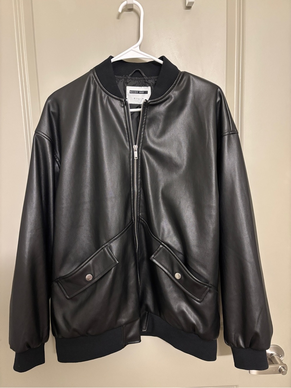Noisy May Faux Leather Bomber Jacket - Women